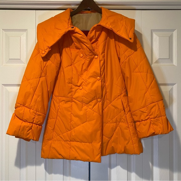 NWOT New London USA Orange Asymetrial Puffer Winter Coat Size Large - Picture 12 of 16